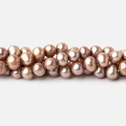 6x5mm Mocha Brown Off Round Freshwater Pearls 15 inch 71 pieces