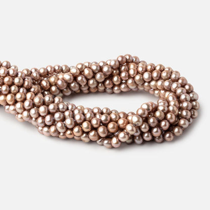 6x5mm Mocha Brown Off Round Freshwater Pearls 15 inch 71 pieces