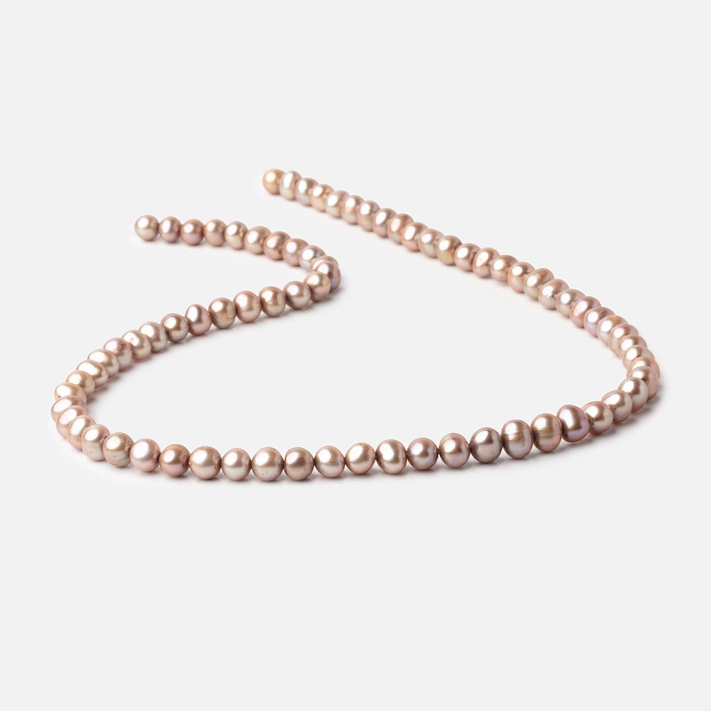 6x5mm Mocha Brown Off Round Freshwater Pearls 15 inch 71 pieces