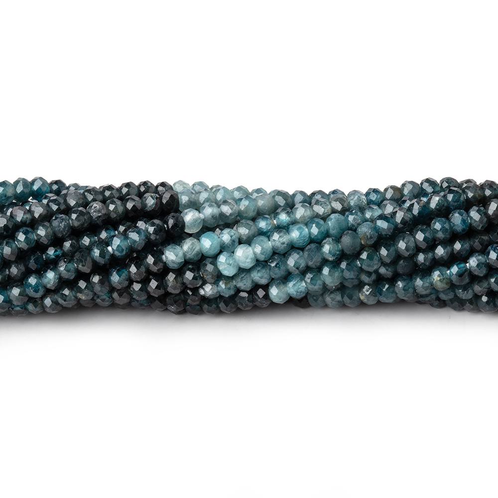 3mm Shaded Blue Sapphire Micro Faceted Rondelles 12.5 inch 124 Beads