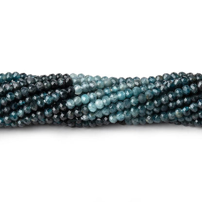 3mm Shaded Blue Sapphire Micro Faceted Rondelles 12.5 inch 124 Beads