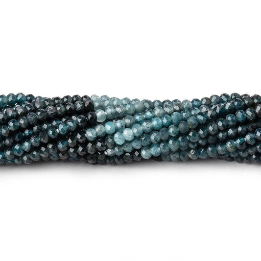 3mm Shaded Blue Sapphire Micro Faceted Rondelles 12.5 inch 124 Beads