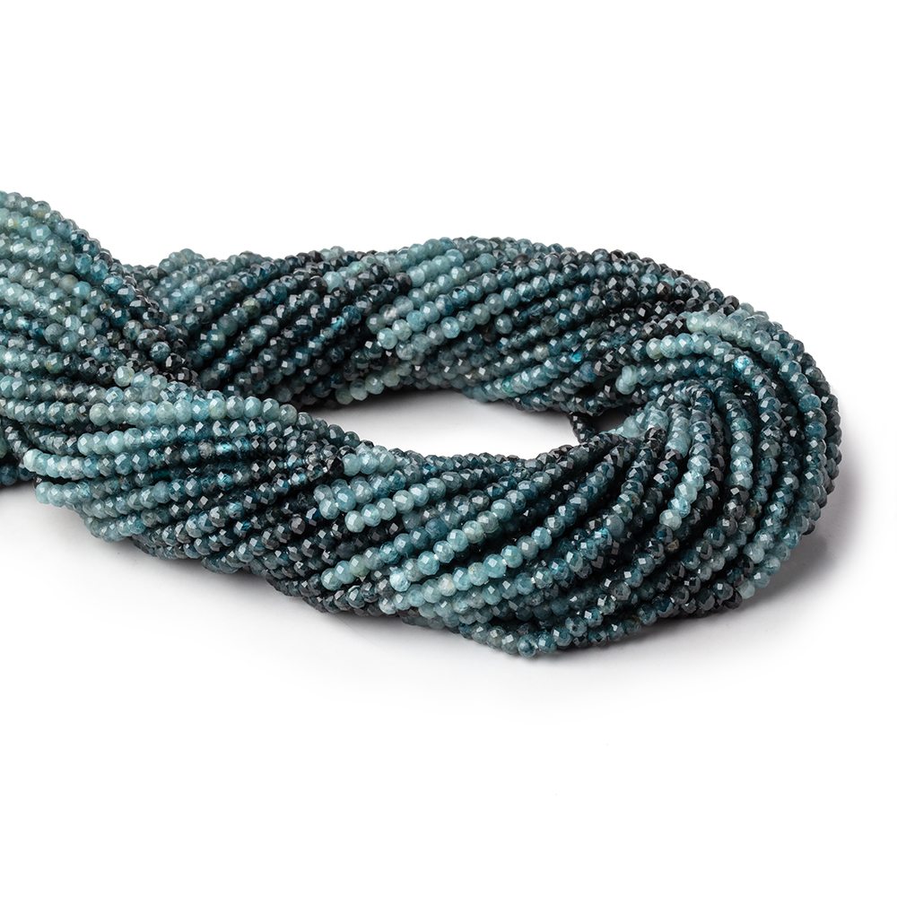 3mm Shaded Blue Sapphire Micro Faceted Rondelles 12.5 inch 124 Beads