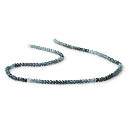 3mm Shaded Blue Sapphire Micro Faceted Rondelles 12.5 inch 124 Beads