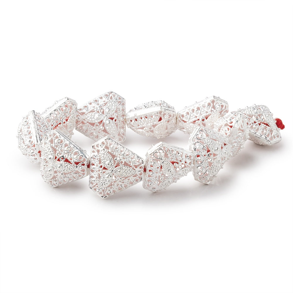 18x20mm Sterling Silver Plated Copper Filigree Triangle 8 inch 11 Beads