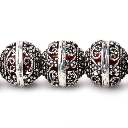 16x14mm Antiqued Sterling Silver Plated Copper Filigree Rondelle 8 inch 15 Beads