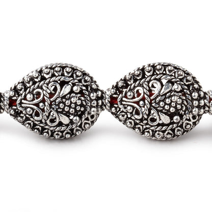 19x15mm Antiqued Sterling Silver Plated Copper Filigree Pear 8 inch 11 Beads