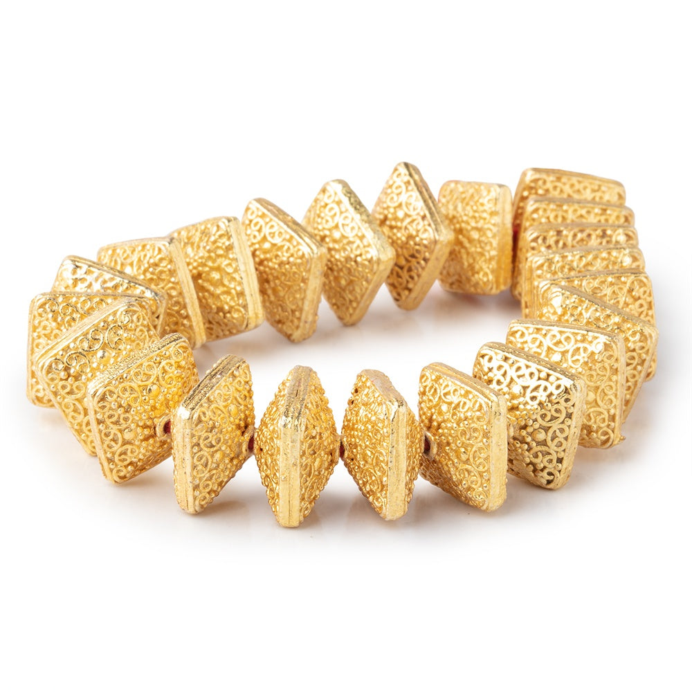 14x9mm 22kt plated Copper Persian Design Square 8 inch 22 Beads