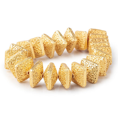 14x9mm 22kt plated Copper Persian Design Square 8 inch 22 Beads