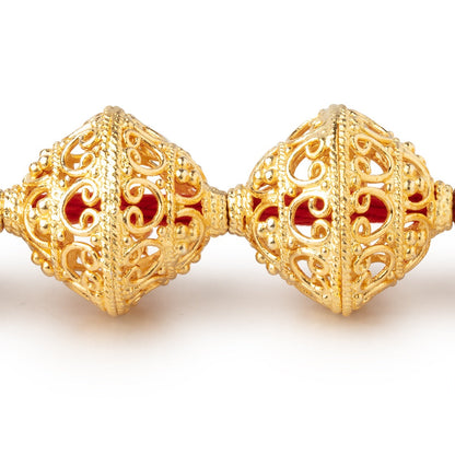 19x18mm 22kt Gold Plated Copper Scroll Filigree BiCone 8 inch 11 Beads