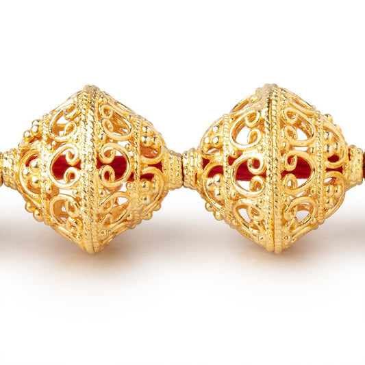 19x18mm 22kt Gold Plated Copper Scroll Filigree BiCone 8 inch 11 Beads