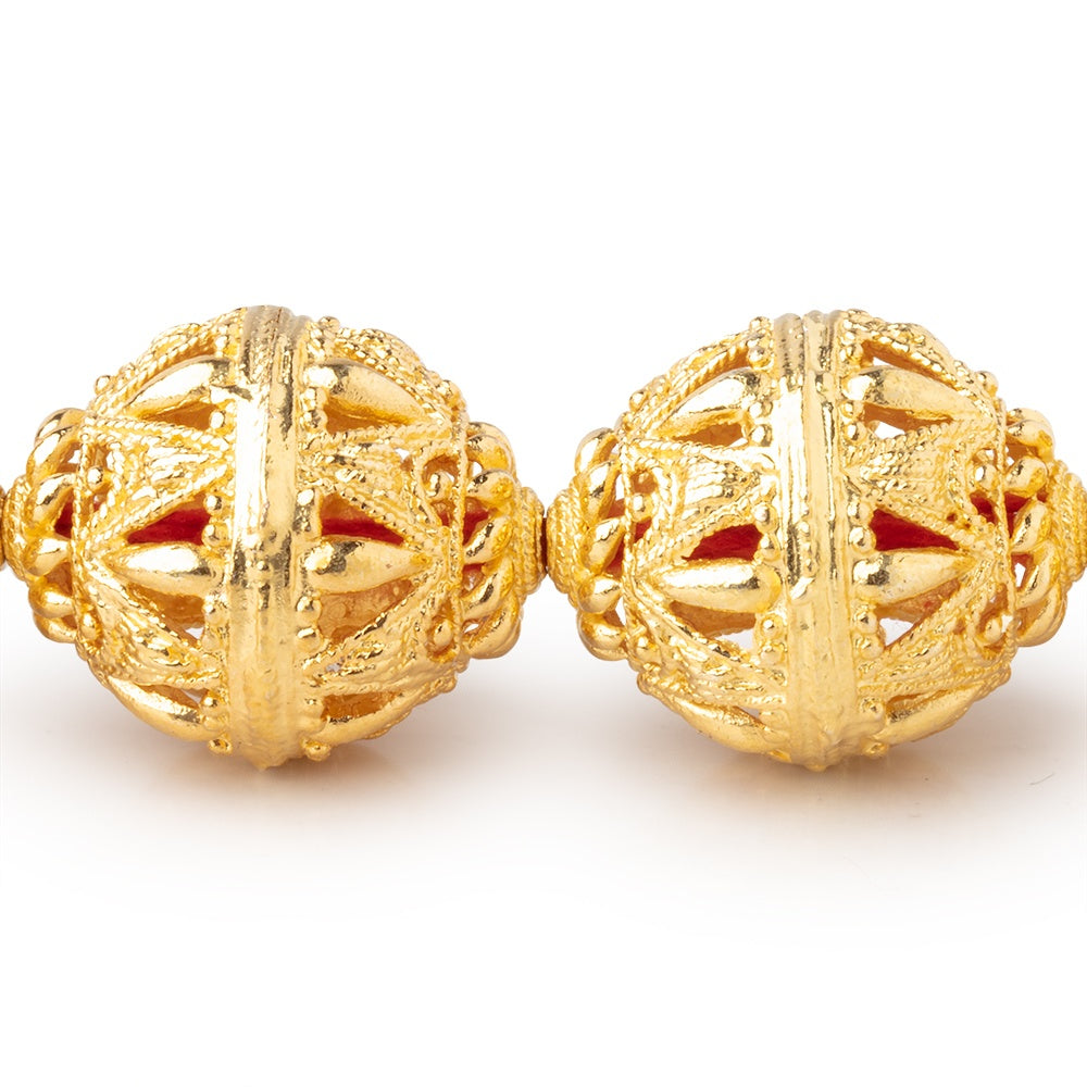 20x17mm 22kt Gold Plated Copper Filigree BiCone 8 inch 10 Beads