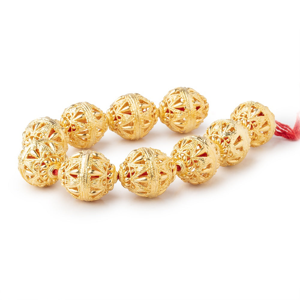 20x17mm 22kt Gold Plated Copper Filigree BiCone 8 inch 10 Beads