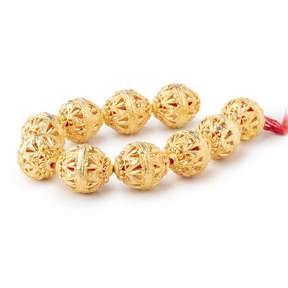 20x17mm 22kt Gold Plated Copper Filigree BiCone 8 inch 10 Beads