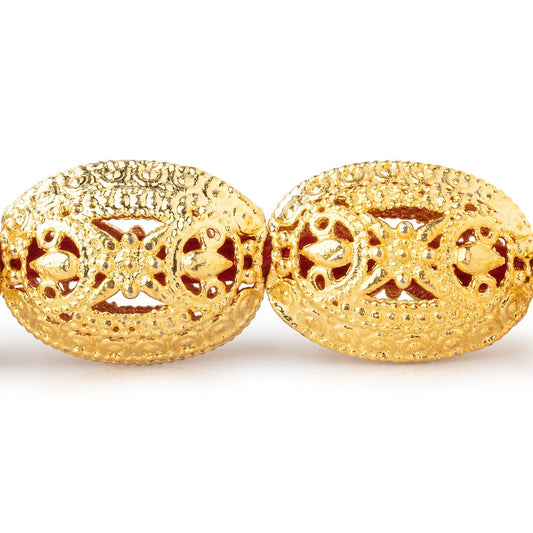 21x16mm 22kt Gold Plated Copper Filigree Oval 8 inch 10 Beads