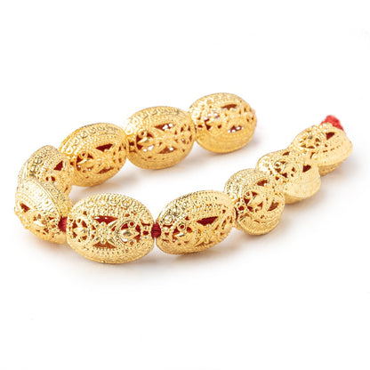 21x16mm 22kt Gold Plated Copper Filigree Oval 8 inch 10 Beads