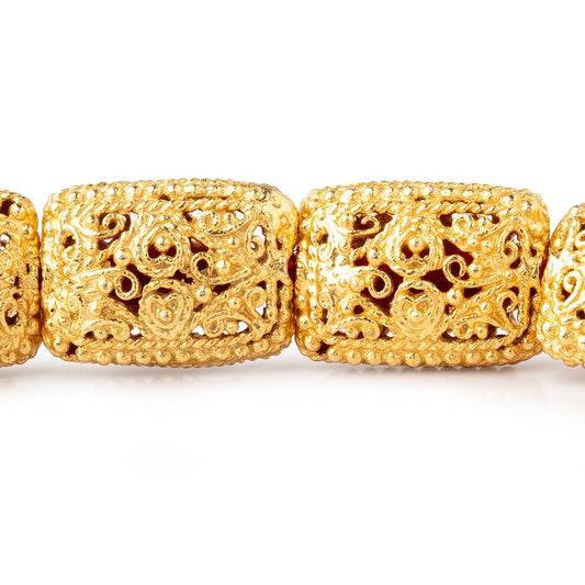18x13mm 22kt Gold Plated Copper Filigree Rectangle 8 inch 11 Beads