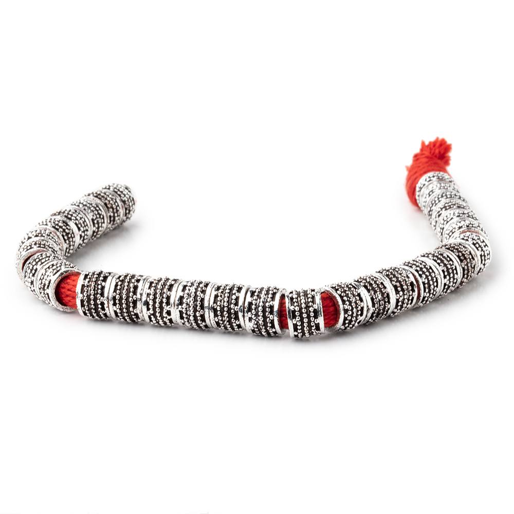 9mm Antiqued Sterling Silver Plated Copper Miligrain Tubes 8 inch 31 beads Large Hole