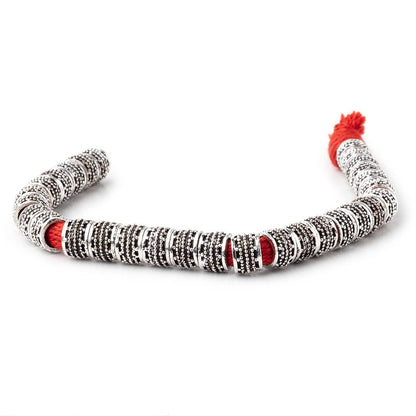 9mm Antiqued Sterling Silver Plated Copper Miligrain Tubes 8 inch 31 beads Large Hole