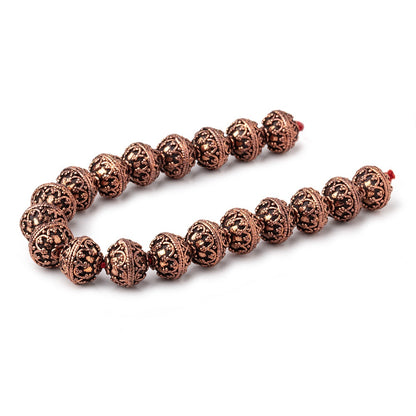 12mm Antiqued Copper Moroccan Round 8 inch 19 Beads