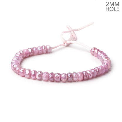 8mm Mystic Rosy Pink Moonstone 2mm Large Hole Faceted Rondelles 8 inch 35 pcs