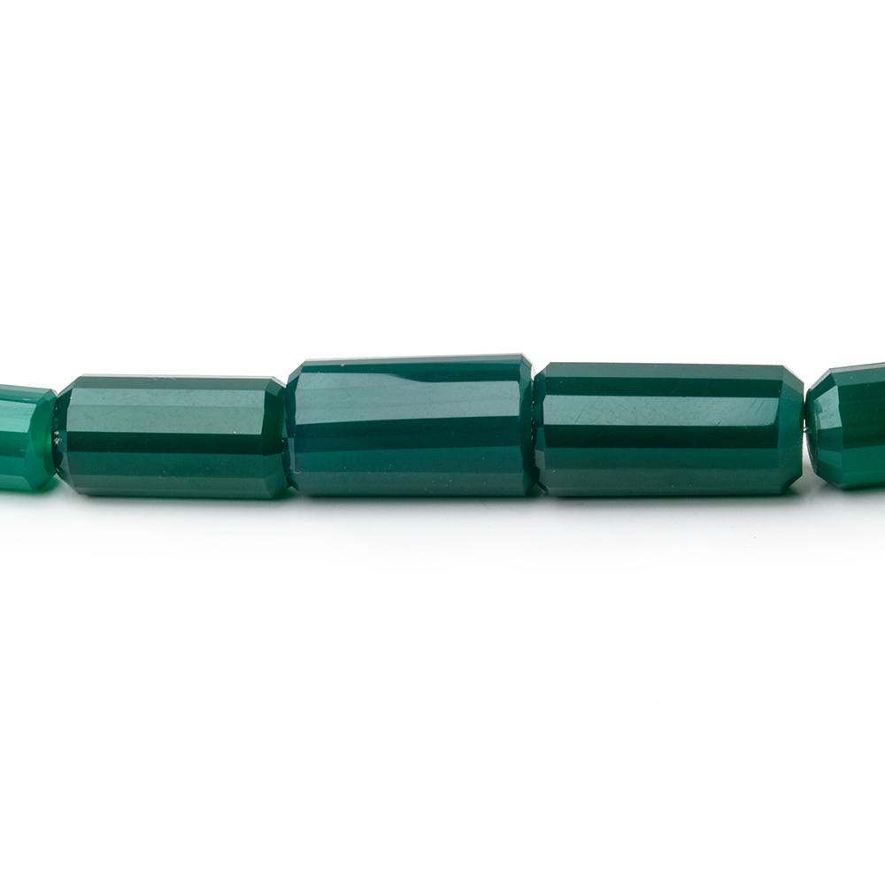11x5-32x6mm Holiday Green Chalcedony Faceted Tube Beads 18 inch 28 pieces