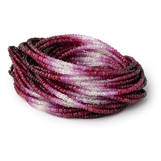 2-3mm Shaded Ruby and Sapphire Faceted Rondelle Beads 16 inch 245 pieces
