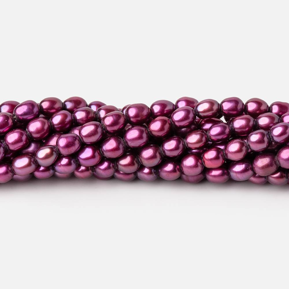 4x3mm Berry Purple Oval Freshwater Pearls 15.75 inch 96 Beads