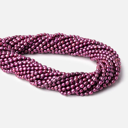 4x3mm Berry Purple Oval Freshwater Pearls 15.75 inch 96 Beads