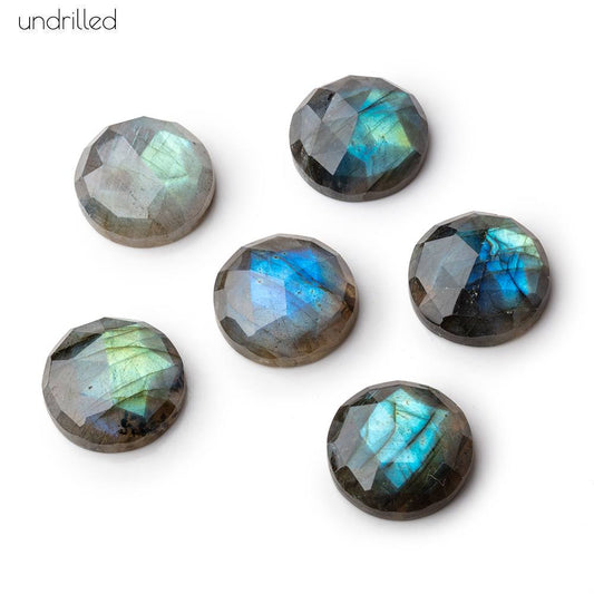 16mm Rose Cut Labradorite Faceted Cabochon Focal Beads - Undrilled
