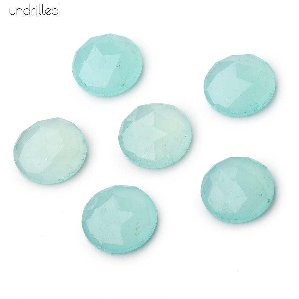16mm Blue Chalcedony Rose Cut Faceted Cabochon Focal Beads 1 piece - Undrilled