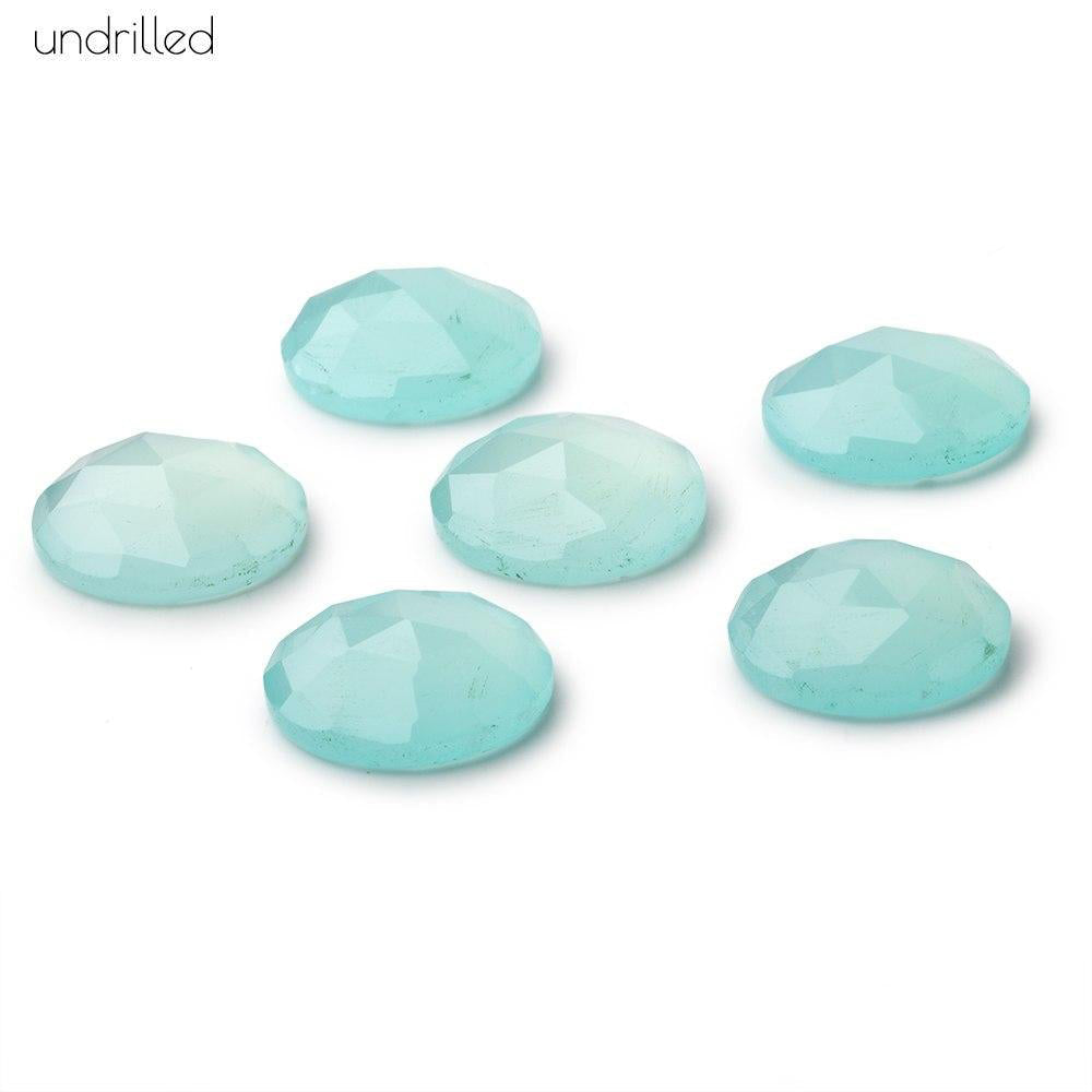 16mm Blue Chalcedony Rose Cut Faceted Cabochon Focal Beads 1 piece - Undrilled