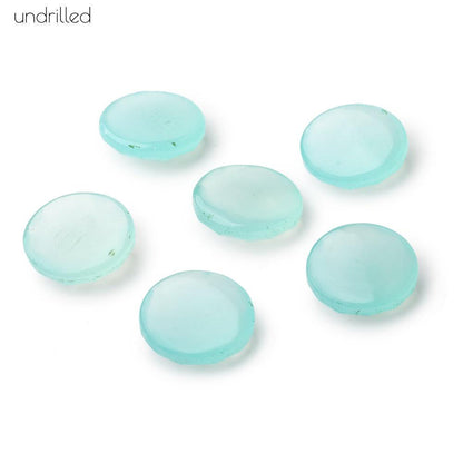 16mm Blue Chalcedony Rose Cut Faceted Cabochon Focal Beads 1 piece - Undrilled