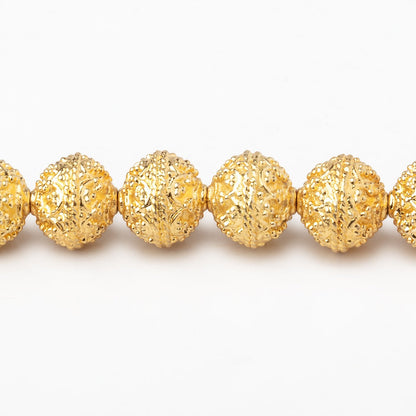 9mm 22kt Gold Plated Copper Round Moroccan Round 8 inch 25 Beads