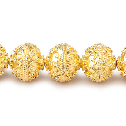 12mm 22kt Gold Plated Copper Moroccan Round 8 inch 18 Beads