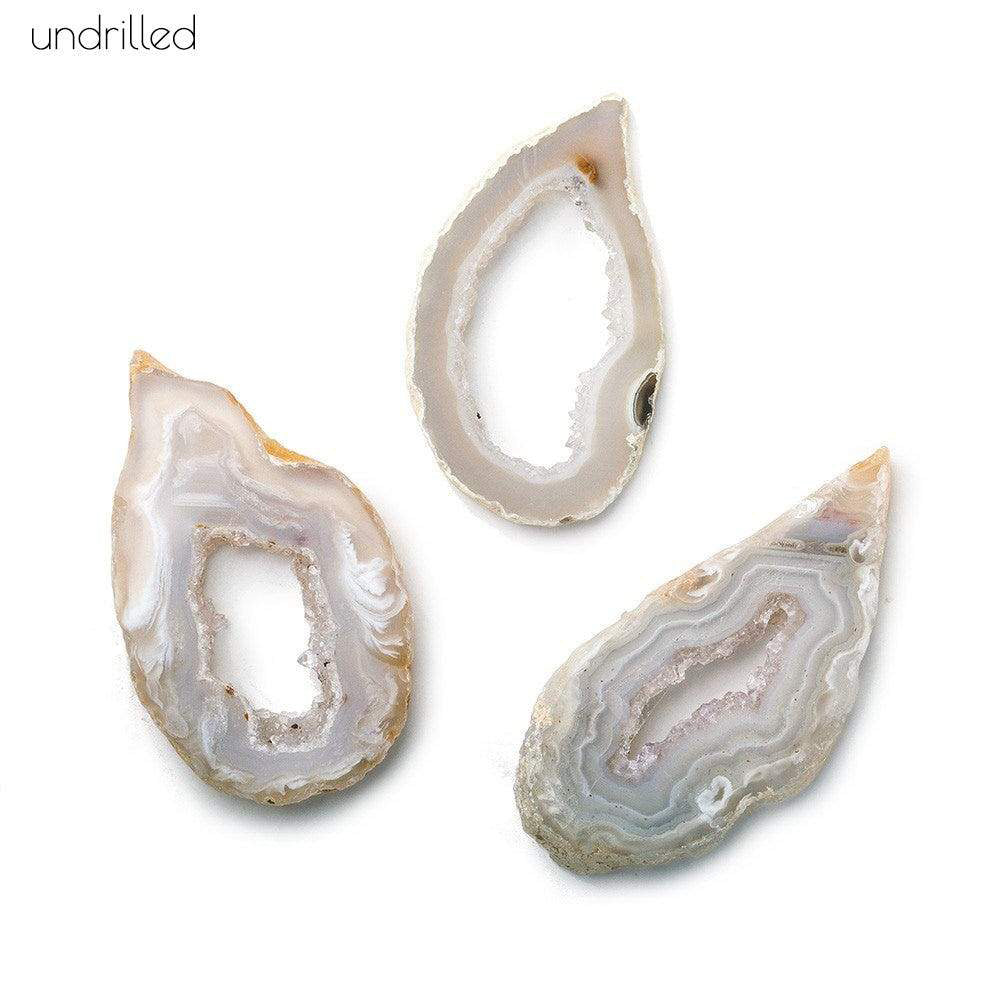 36x20mm Beige & White Color Occo Agate Slice 1 piece