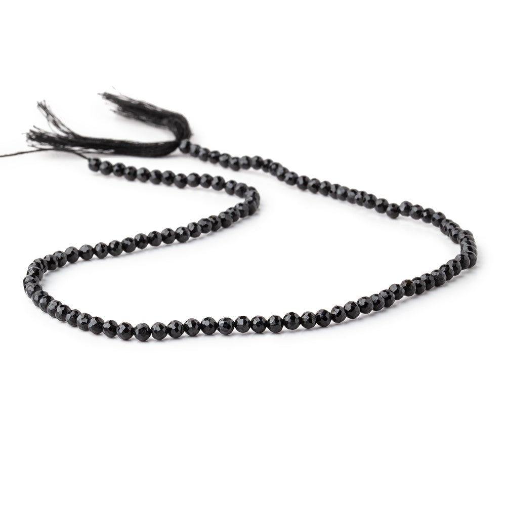 3-3.5mm Black Spinel faceted round beads 13.5 inch 100 beads