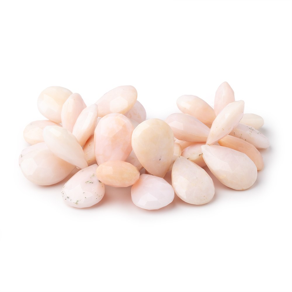 20x14-23x15mm Pink Peruvian Opal Faceted Pears 6 inch 31 beads