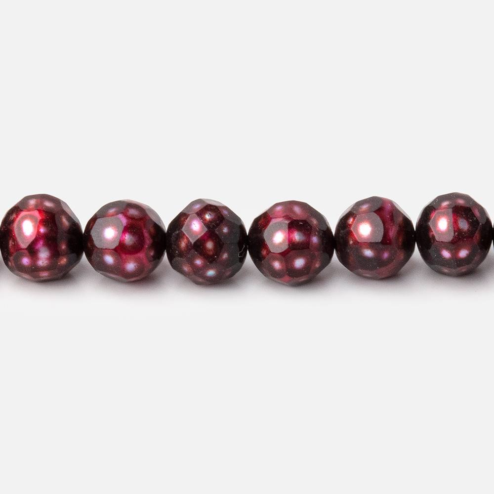 6mm Berry Red Faceted Round Freshwater Pearls 16 inch 70 pieces