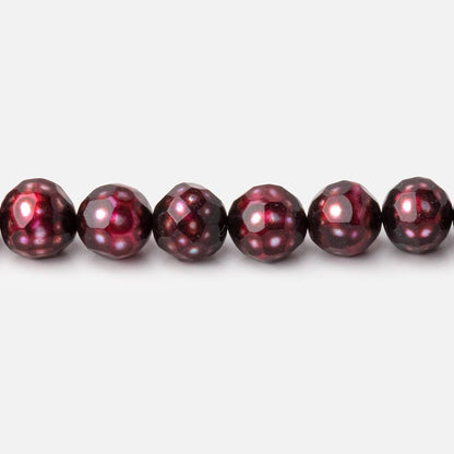 6mm Berry Red Faceted Round Freshwater Pearls 16 inch 70 pieces