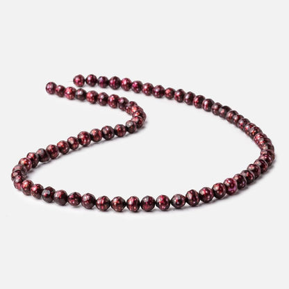 6mm Berry Red Faceted Round Freshwater Pearls 16 inch 70 pieces