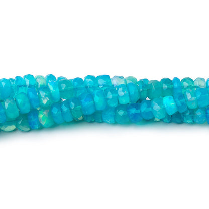 3.5-5.5mm Tropical Blue Ethiopian Opal Faceted Rondelles 16 inch 160 Beads AA