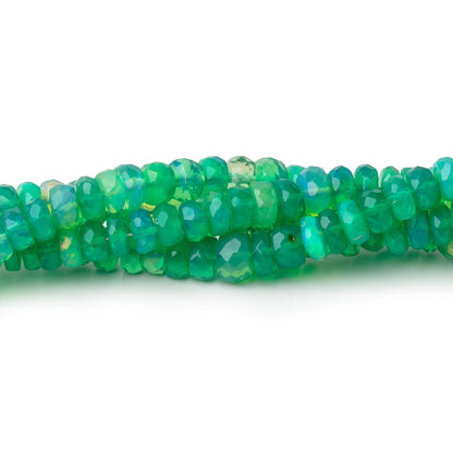 3.5-5.5mm Kelly Green Ethiopian Opal Faceted Rondelles 16 inch 166 Beads AA