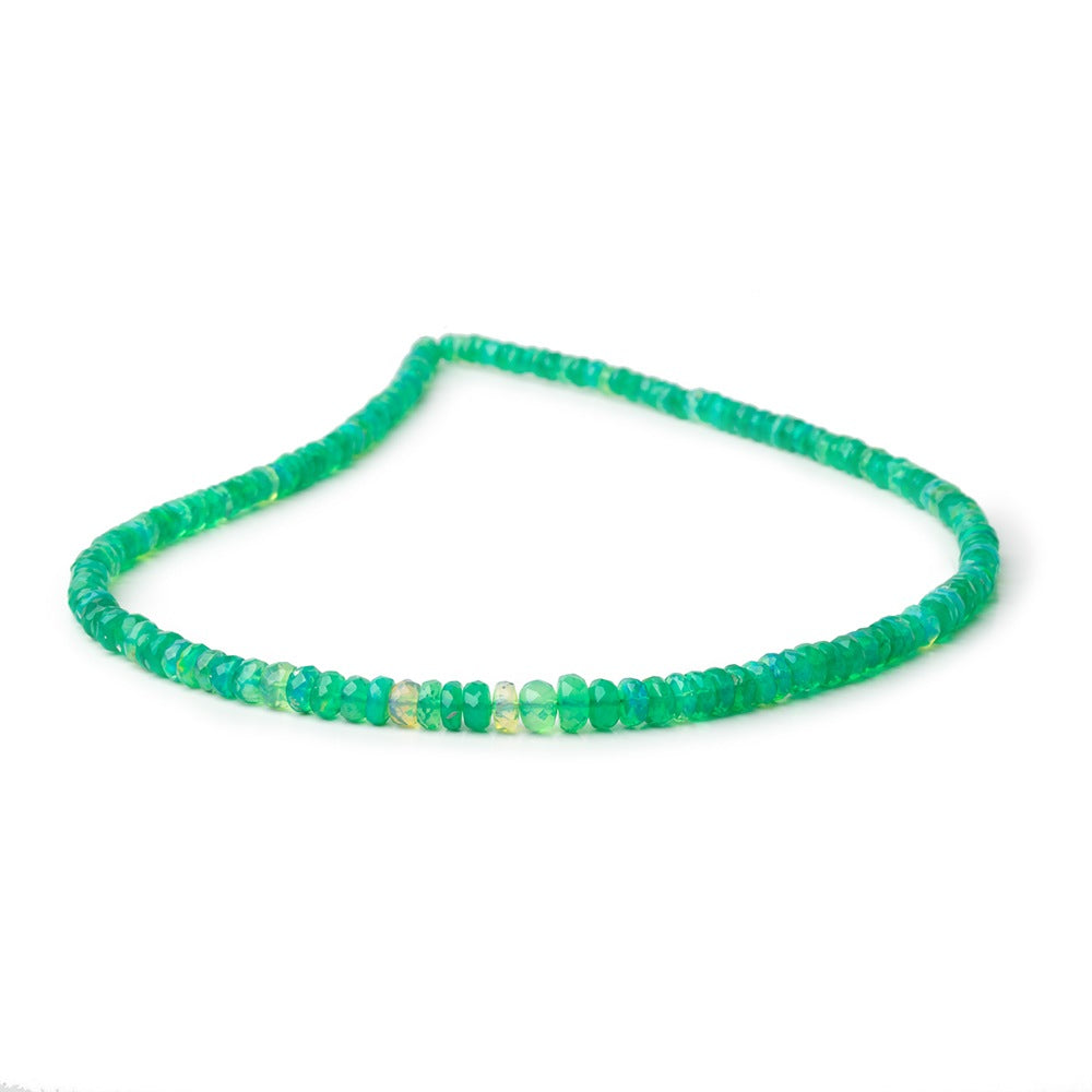 3.5-5.5mm Kelly Green Ethiopian Opal Faceted Rondelles 16 inch 166 Beads AA