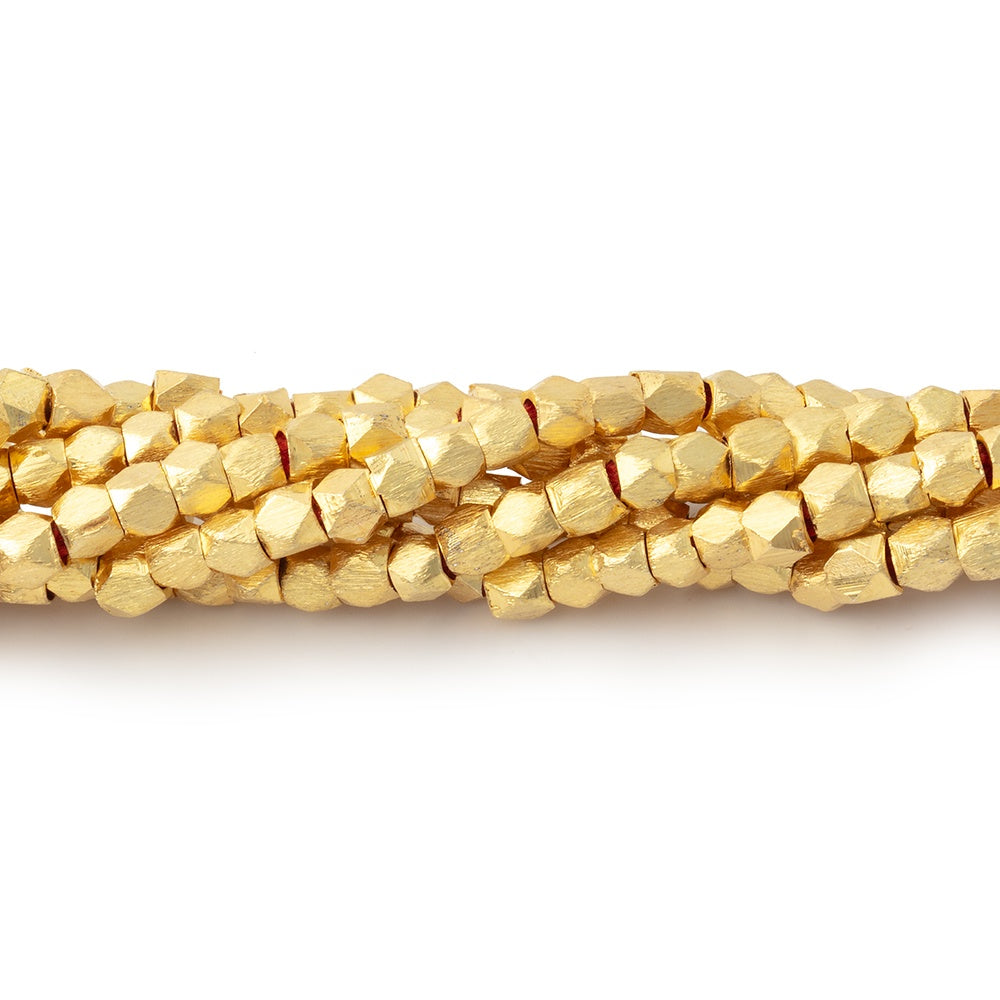 3mm Brushed Faceted Nugget Beads