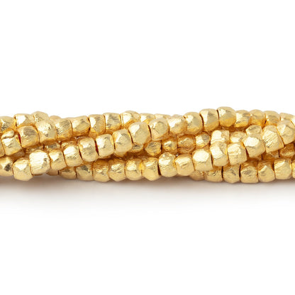 3mm Brushed Hand Cut Faceted Nugget Beads