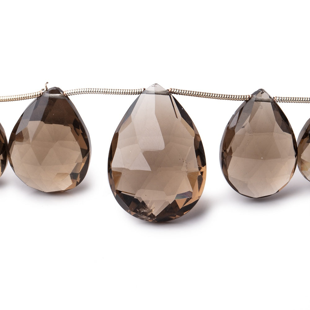 17x14-23x16mm Smoky Quartz Faceted Pear Beads 8 inch 9 pieces