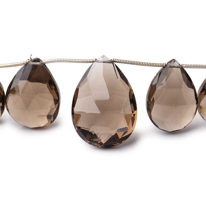 17x14-23x16mm Smoky Quartz Faceted Pear Beads 8 inch 9 pieces