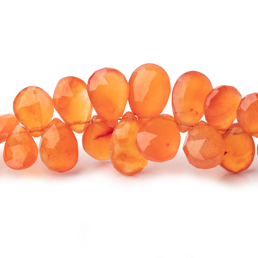 7.5x5-11x7mm Carnelian Faceted Pear Beads 8 inch 60 pieces