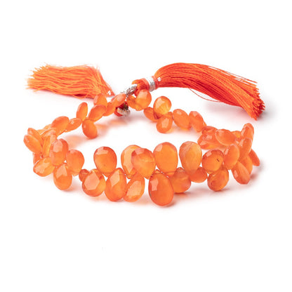 7.5x5-11x7mm Carnelian Faceted Pear Beads 8 inch 60 pieces